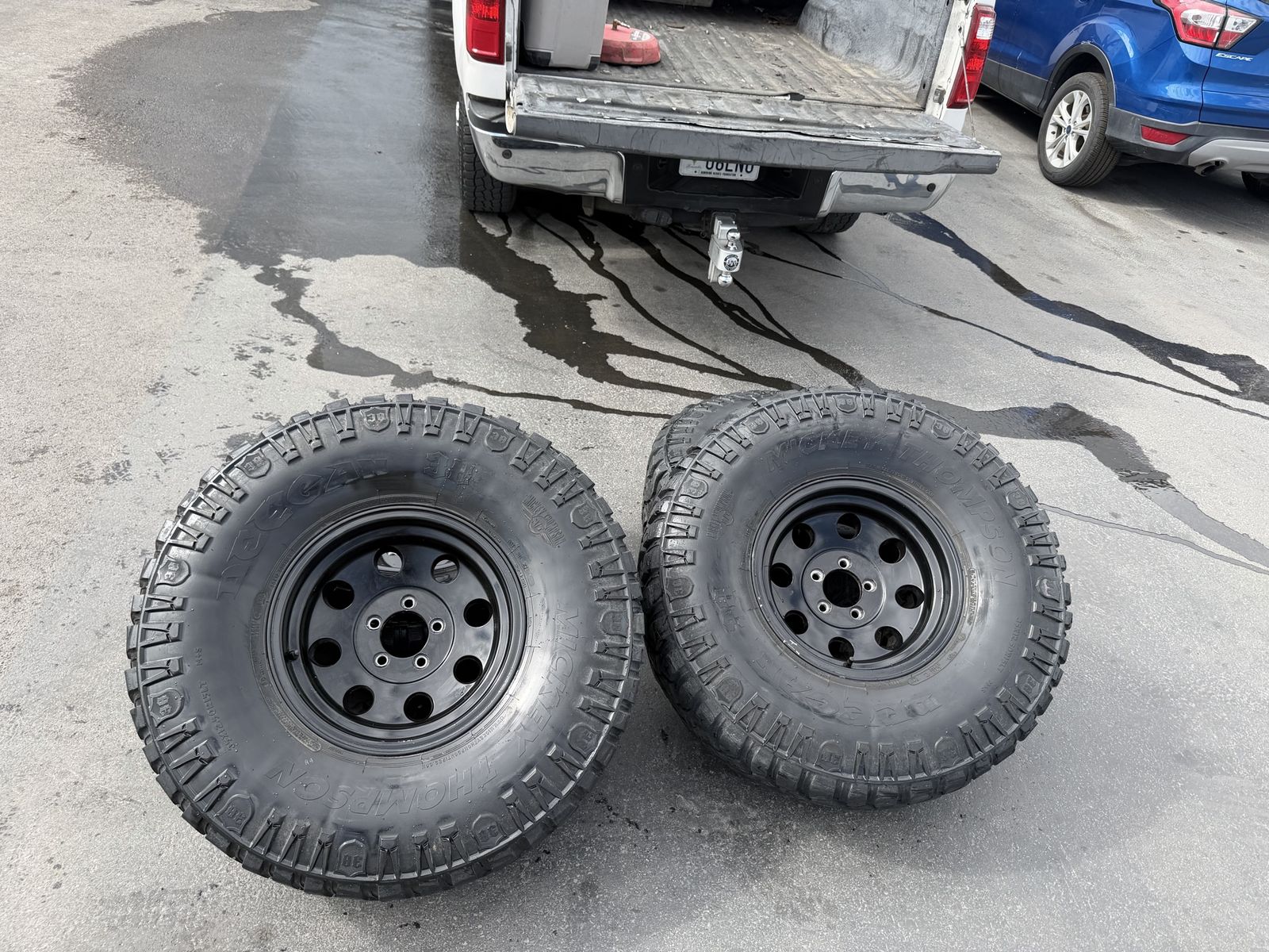 Set of 4 Mickey Thompson Baja MTZ P3 Tires with Black Steel Wheels