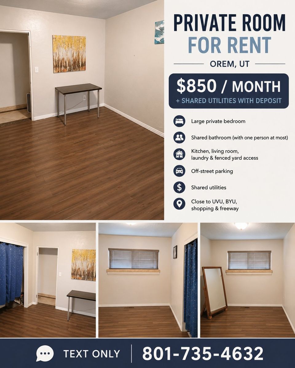 Orem room for rent, shared house