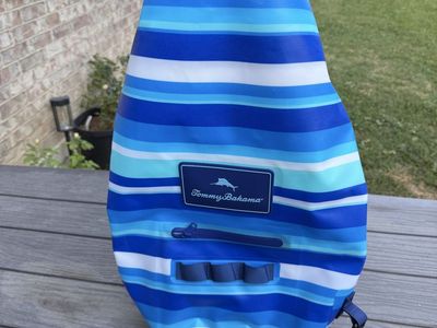 Tommy Bahama Blue Striped Waterproof Dry Bag Backpack with Straps