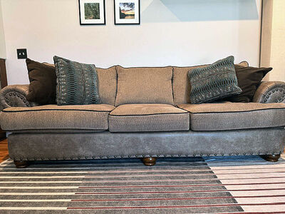 3-Piece Sofa Set w/ Ottoman + Pillows