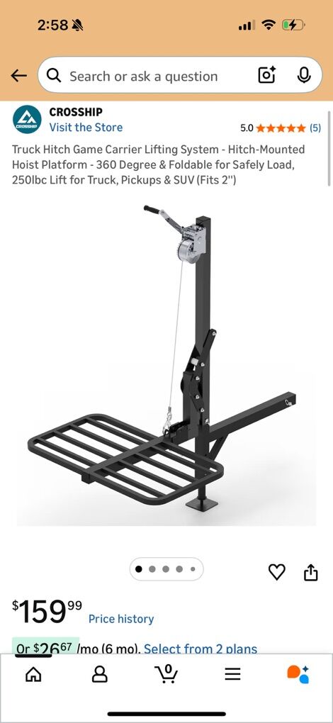 Truck Hitch Game Carrier Lifting System