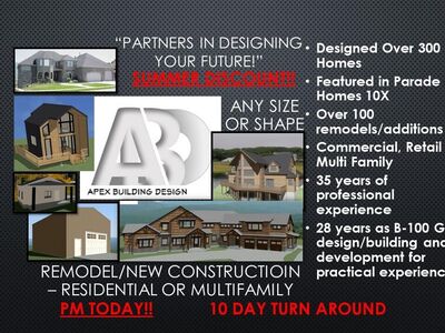 Apex Building Design, Architectural Drafting, Architect, Remodel, Designer, Building Plans