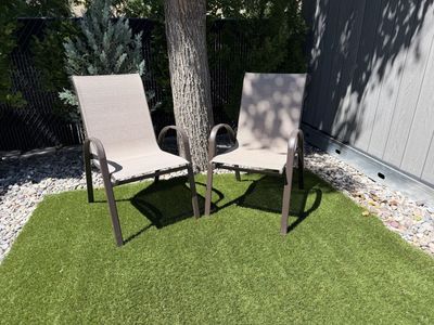 Set of Two Outdoor Patio Chairs- maintenance free- great for balconies, lounging, and dining tables