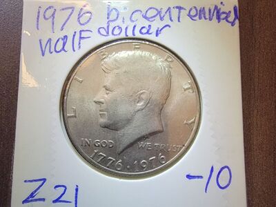 1976 by centennial, half dollar.