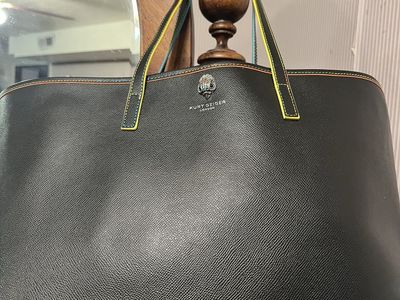 Kurt Geiger London Black Leather Kensington Rainbow Trim Tote Bag Handbag