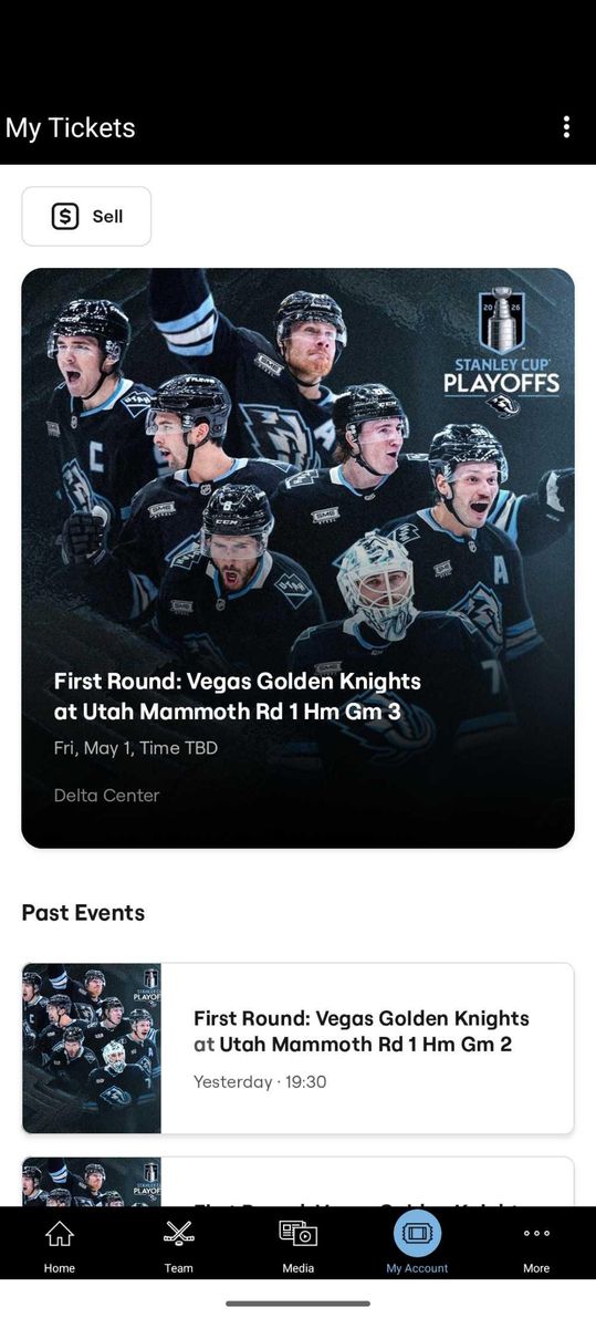 Utah Mammoth game 6 vs VGK Toyota club tickets