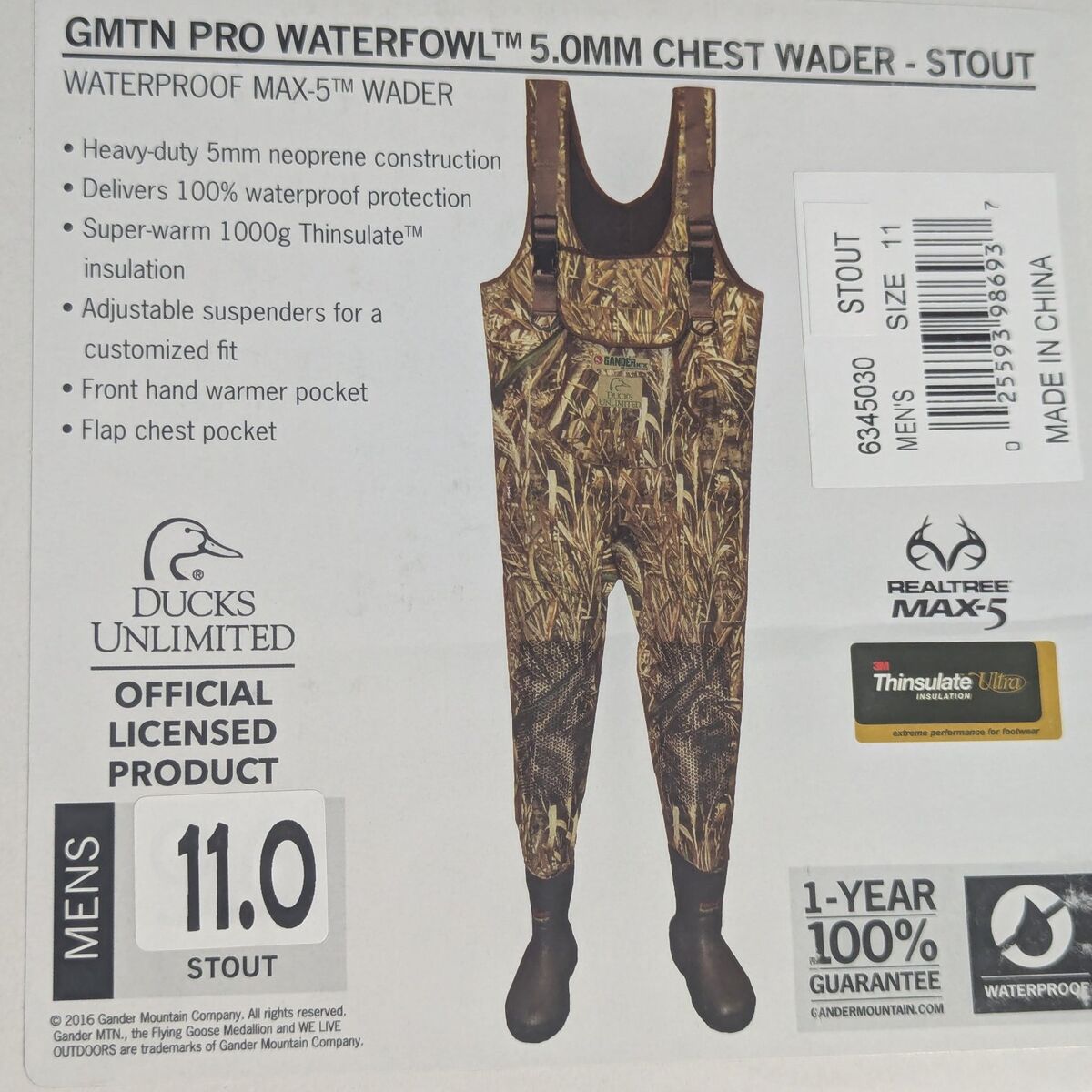 Insulated Size 11 Stout Waders-New, in box!