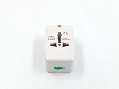 Universal Travel Power Plug In Adaptor Surge Protector White
