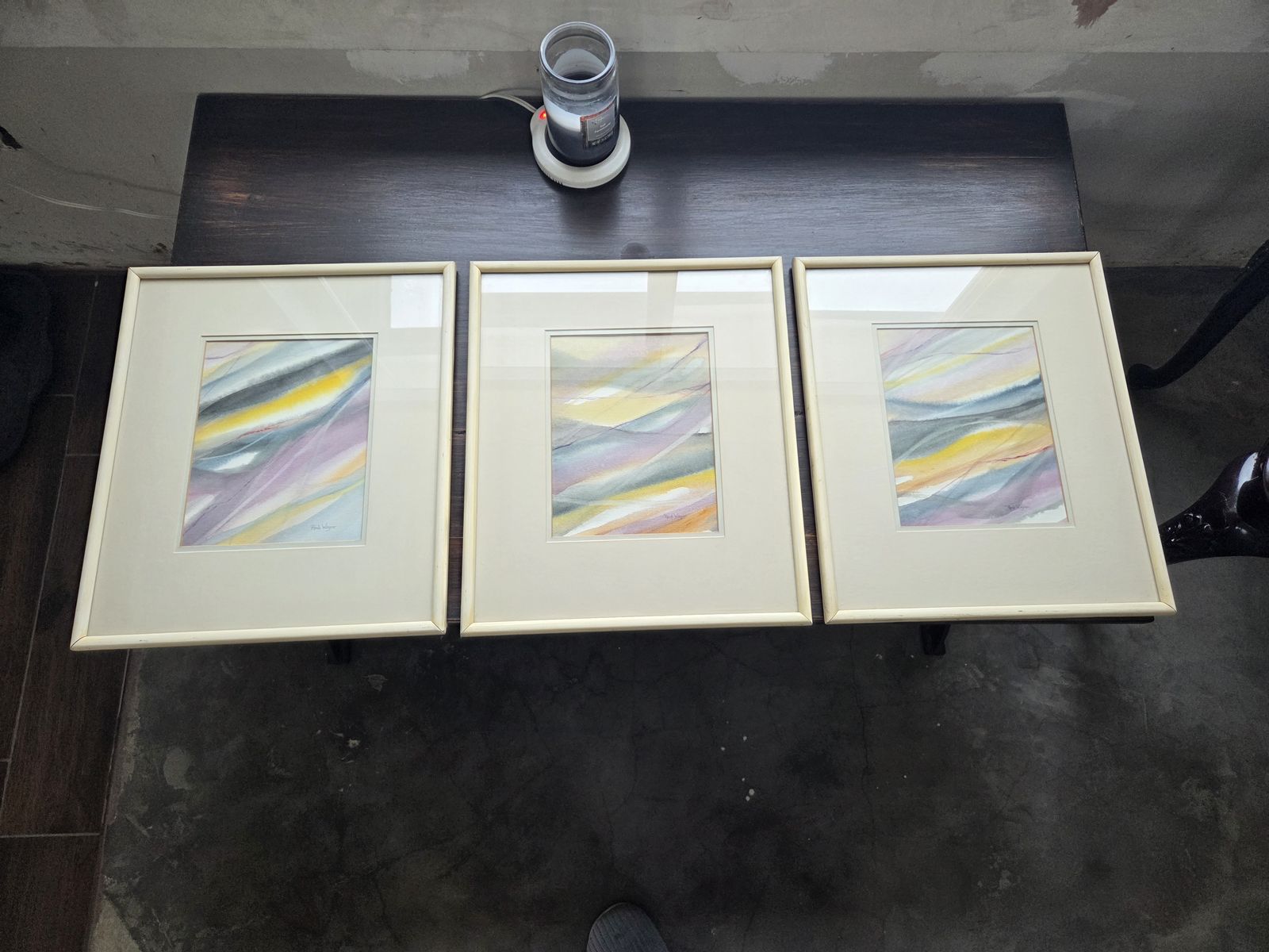 Set of 3 Original Randi Wagner Watercolors – Framed Abstract Art