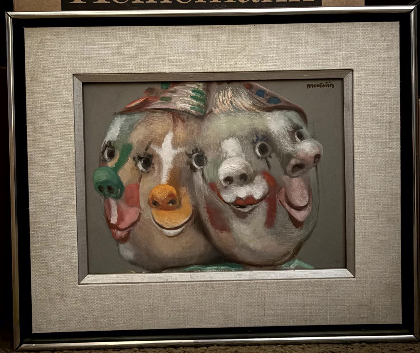 4 Clown Faces Oil Painting