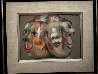 4 Clown Faces Oil Painting
