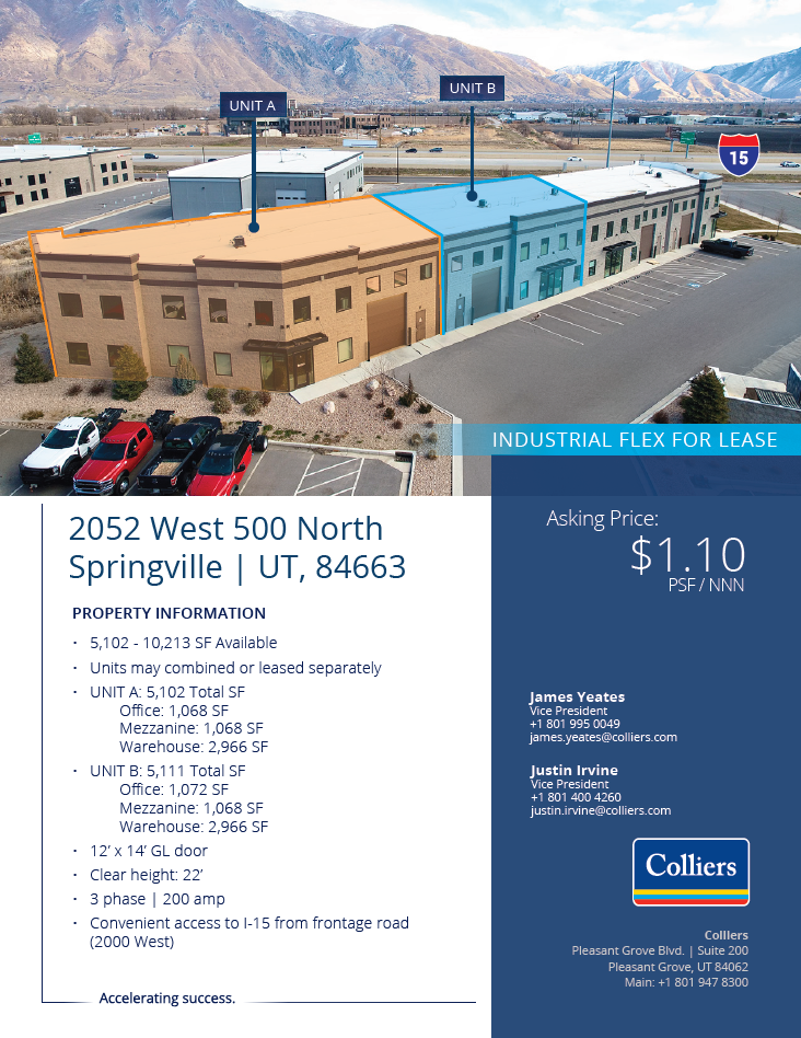 Flex/Warehouse Unit(s) for Lease in Springville - 5,102 - 10,213 SF Available