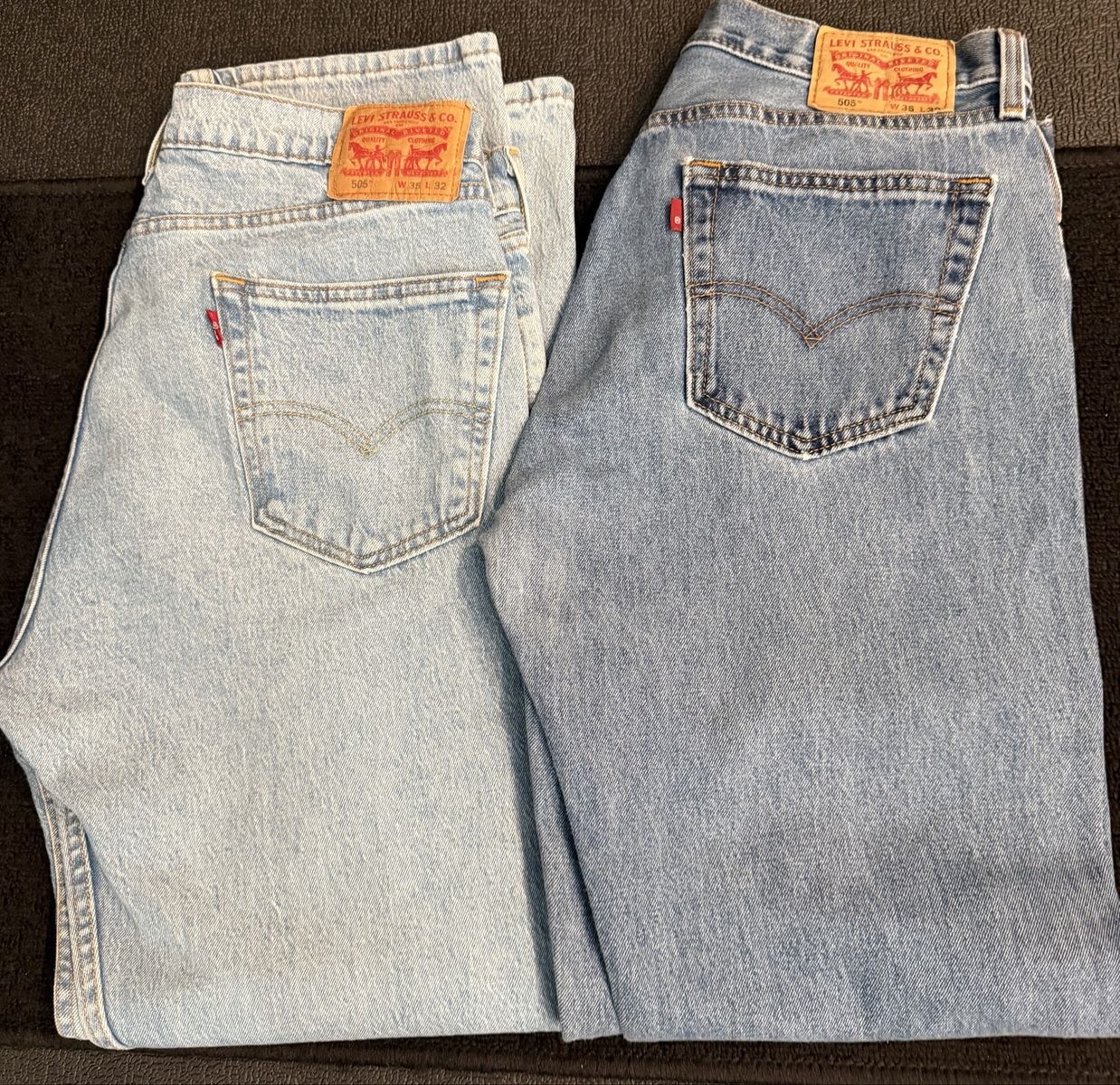 2 Pairs Vintage Levi's 505 Regular Fit Jeans Men's W35 L32 Light Wash Denim