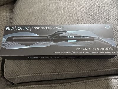 Bio Ionic Long Barrel Styler 1.25" Pro Curling Iron NanoIonic Ceramic Extra Long Barrel