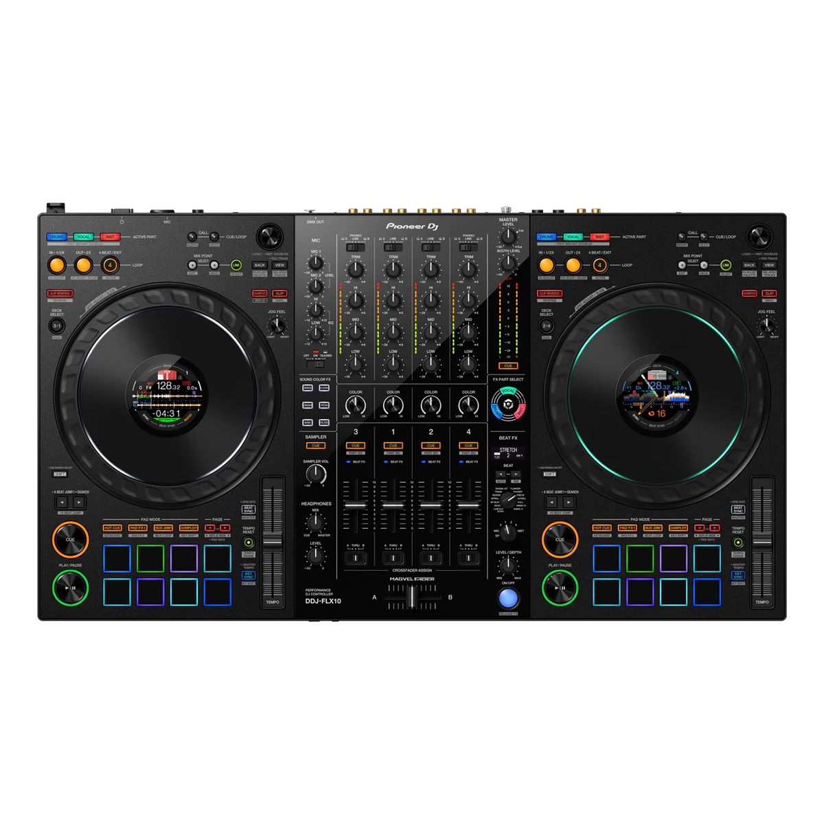 Pioneer DJ DDJ-FLX10 4-Channel DJ Controller with DMX Output, Beat FX, and Performance Pads