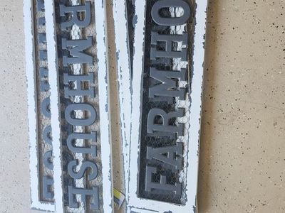 $5 each The Spring Shop "FARMHOUSE" Distressed Metal & Wood Wall Decor Sign - New w/ Tags