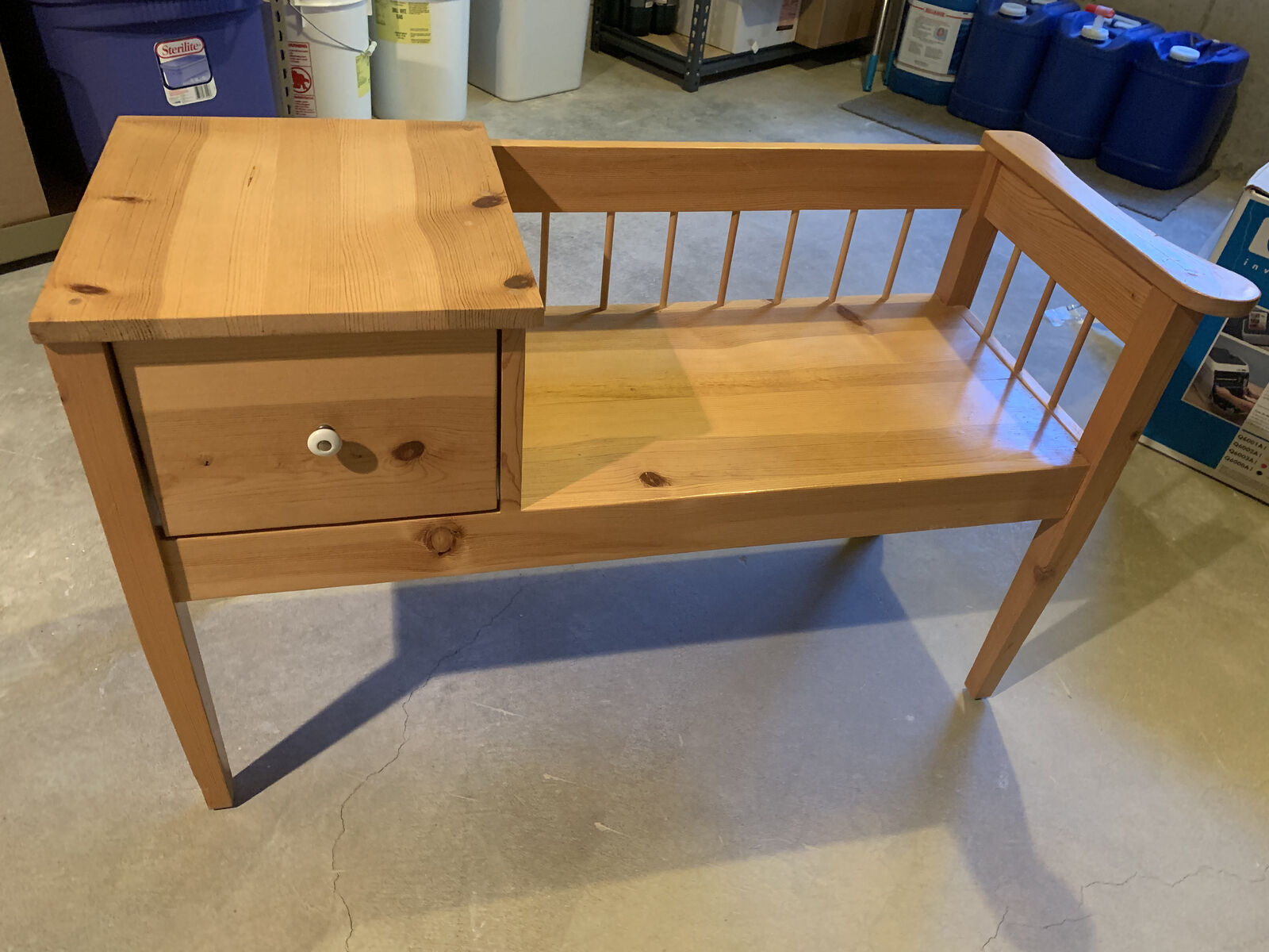 Wooden Bench with Side Table