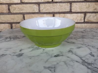Bright Green & White Ceramic Bowl - Versatile Kitchen or Decor Piece