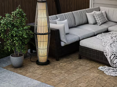 New in box, Hampton Bay. 51 in. Gray Outdoor/Indoor Floor Lamp