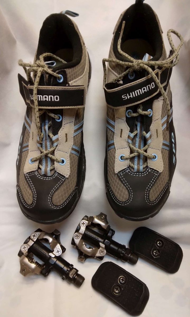 Shimano SH_WM41, Womens Size 41 SPD Bicycle Shoes with Cleats, plus Pedals