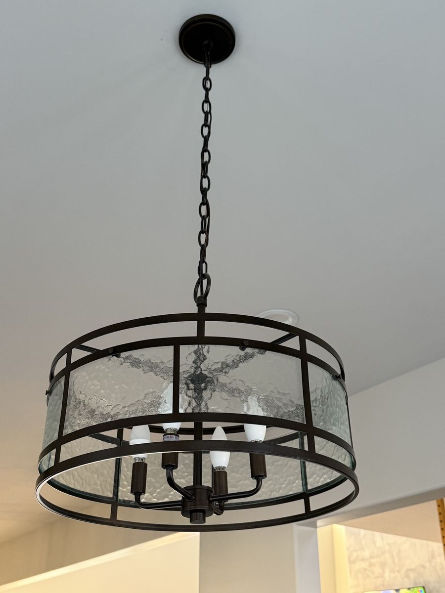 Glass Ceiling Light Fixture - 22" Diameter, 33" Chain