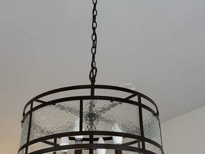 Glass Ceiling Light Fixture - 22" Diameter, 33" Chain