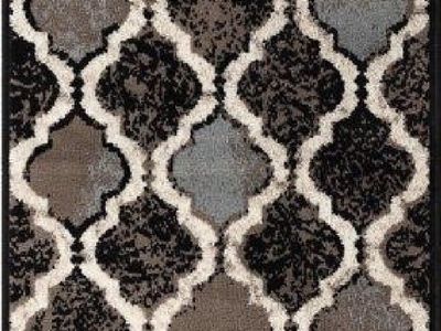 New. 2x3 Modern Trellis Pattern Area Rug in Black, Brown, and Blue