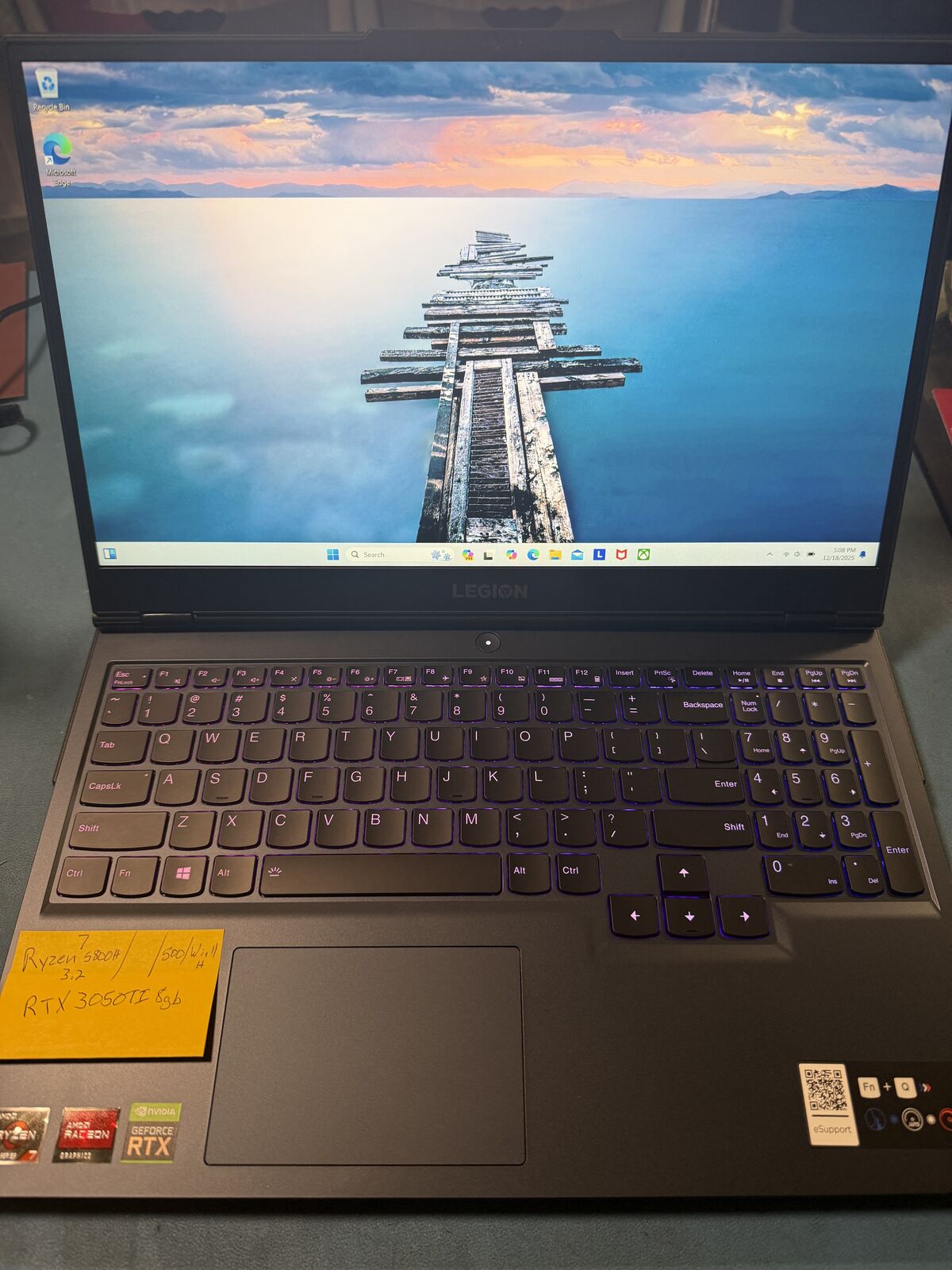 Leonovo Legion Ryzen 7 5000, RTX 3050ti, with wattanty