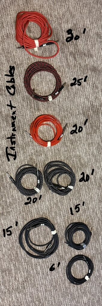 Cables: Instrument, Mic, Computer VGA