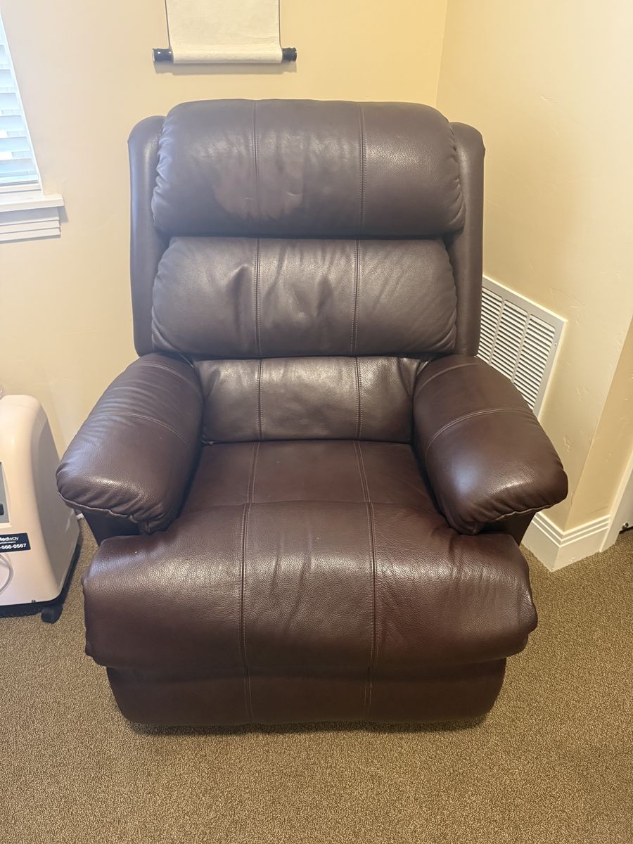 Lazyboy Brown Faux Leather Recliner Armchair with Footrest