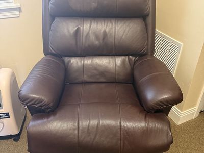Lazyboy Brown Faux Leather Recliner Armchair with Footrest