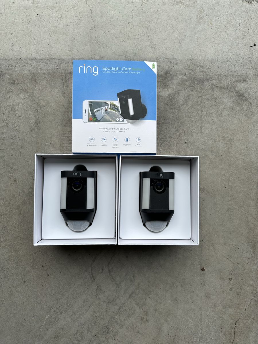 Ring Spotlight Cam Battery Outdoor Security Camera & Spotlight - 2-Pack, 1080 HD Video, Two-Way Talk