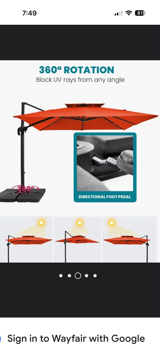 Large patio umbrella