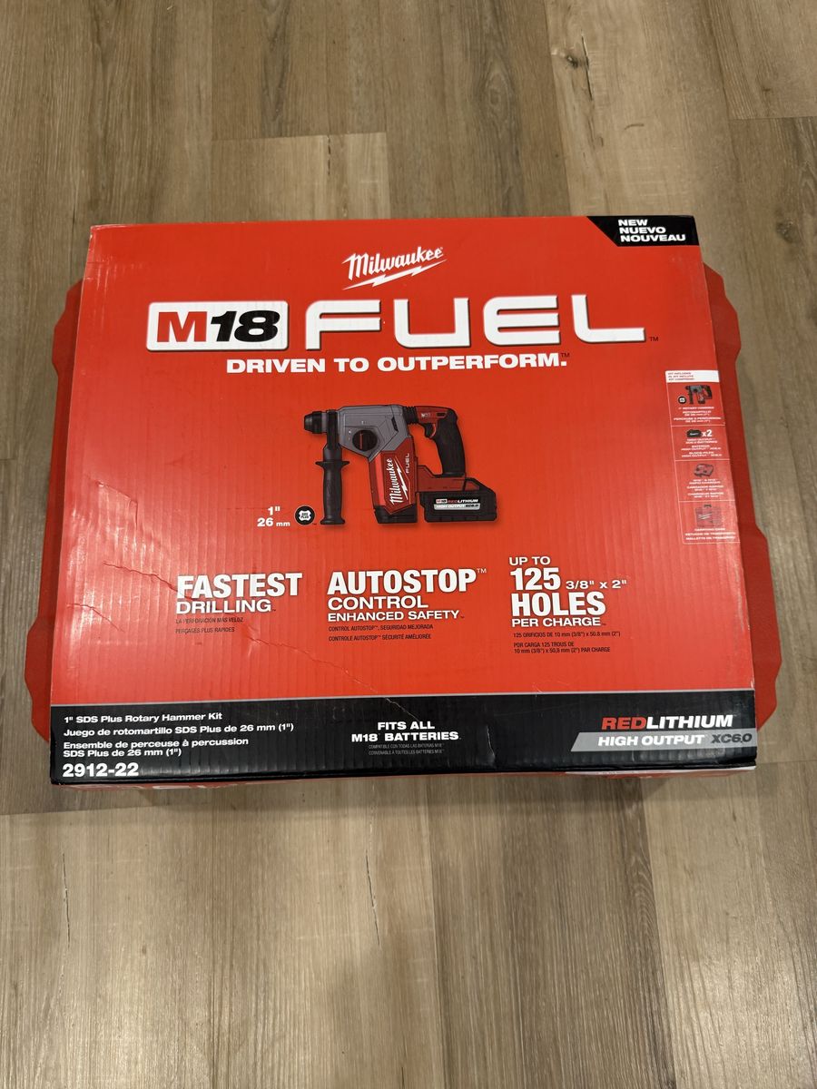 M18 FUEL 18V Lithium-Ion Brushless 1 in. Cordless SDS-Plus Rotary Hammer Kit with Two 6.0 Ah Batteries
