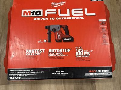 M18 FUEL 18V Lithium-Ion Brushless 1 in. Cordless SDS-Plus Rotary Hammer Kit with Two 6.0 Ah Batteries