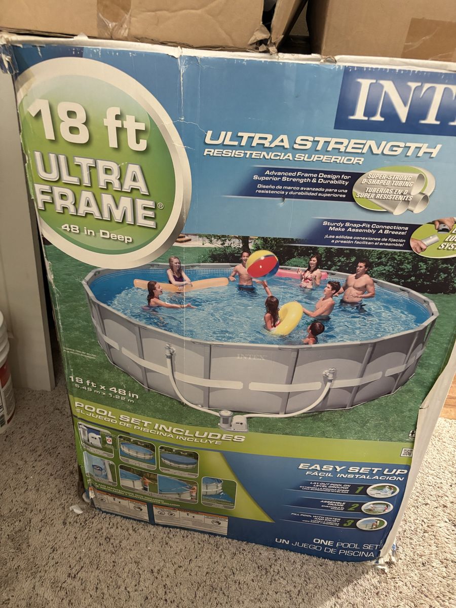 Intex 18’ swimming pool and salt water cleaning system