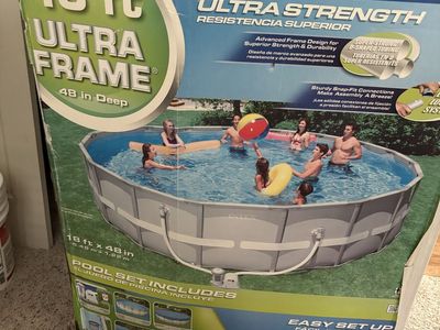 Intex 18’ swimming pool and salt water cleaning system