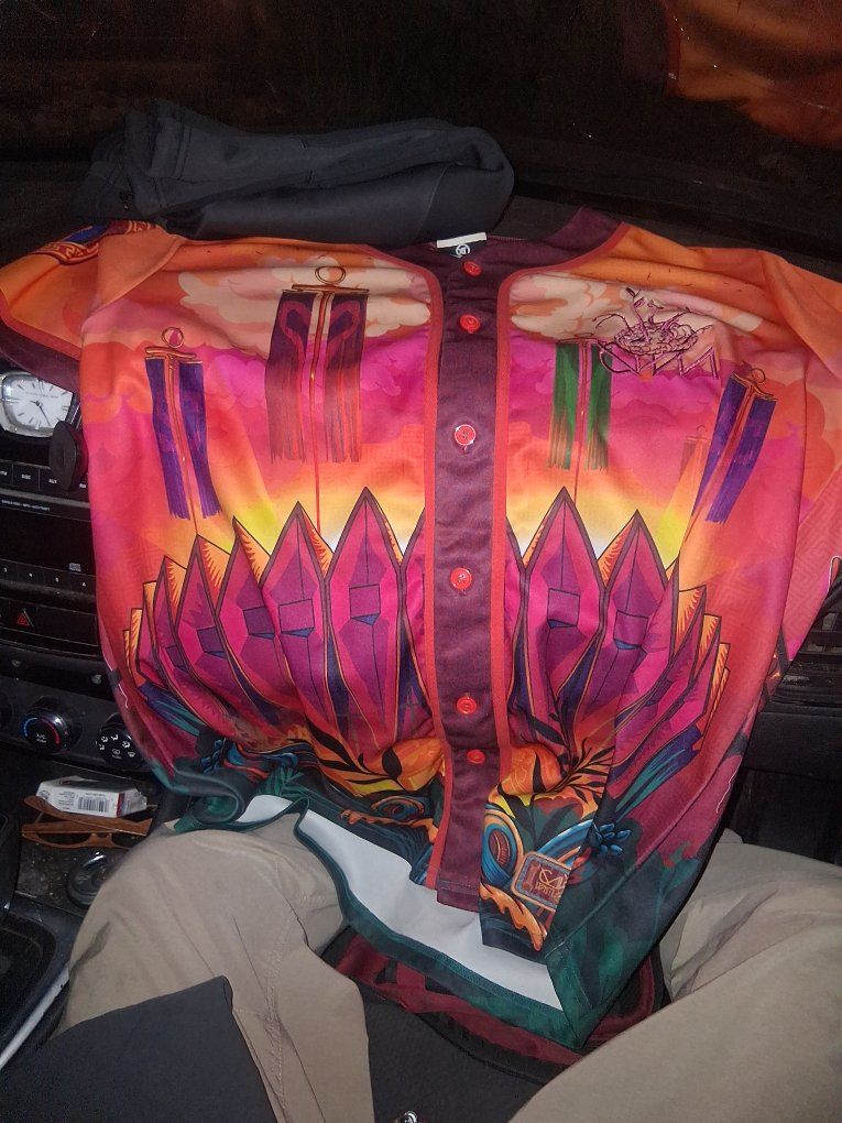 Ganja White Knight Wobble Coliseum II Button Down Baseball Jersey XL