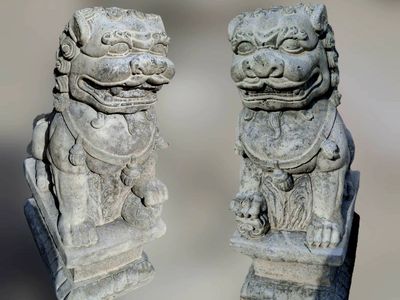 Set of Shíshī / Guardian Lion (foo dog fu dog) Statues