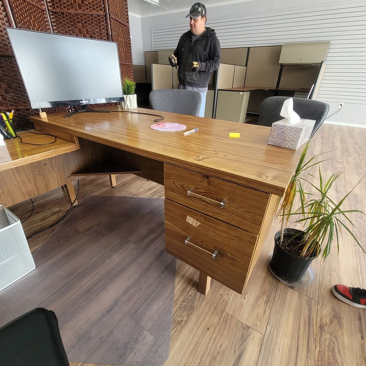 Mid Century Style Desk + Matching Credenza