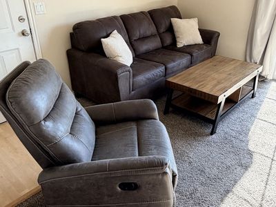 Like-New Sofa + Recliner Set – Oversized, Ultra Comfortable & Modern Rustic
