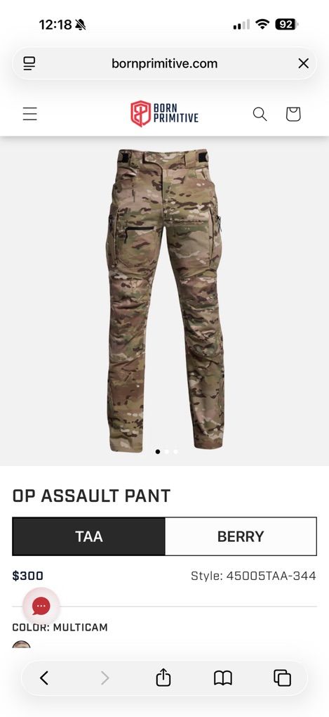 Born Primintive Multi Cam Assualt Op Pant 32