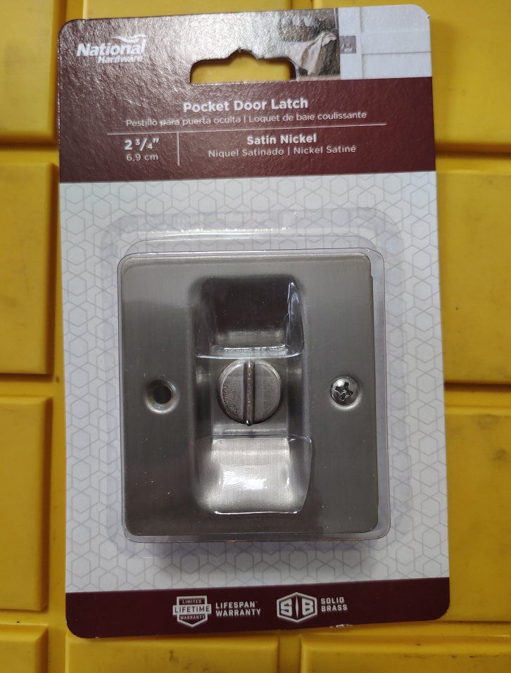 National Hardware N236-031 Satin Nickel Pocket Door Latch 2 3/4" Thick Doors X2