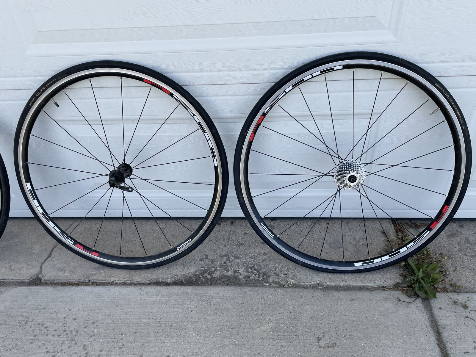 700c Road Bike Wheelset, Both Shimano Rims, 11-Speed Cassette, Continental Tires only $70