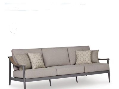 Signature Design by Ashley North Island Outdoor Sofa & Loveseat with Cushions - Gray Aluminum