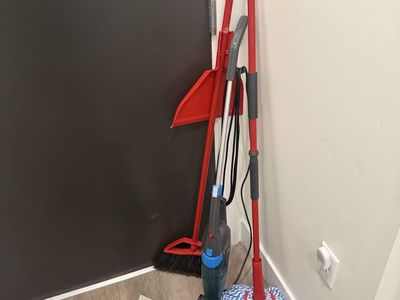 MultipleItems Bundle - Bissell Stick Vacuum, Toaster, Mop, Broom, Dishes & Kitchen Utensils / Coke mini fridge/ 2 Cooolers