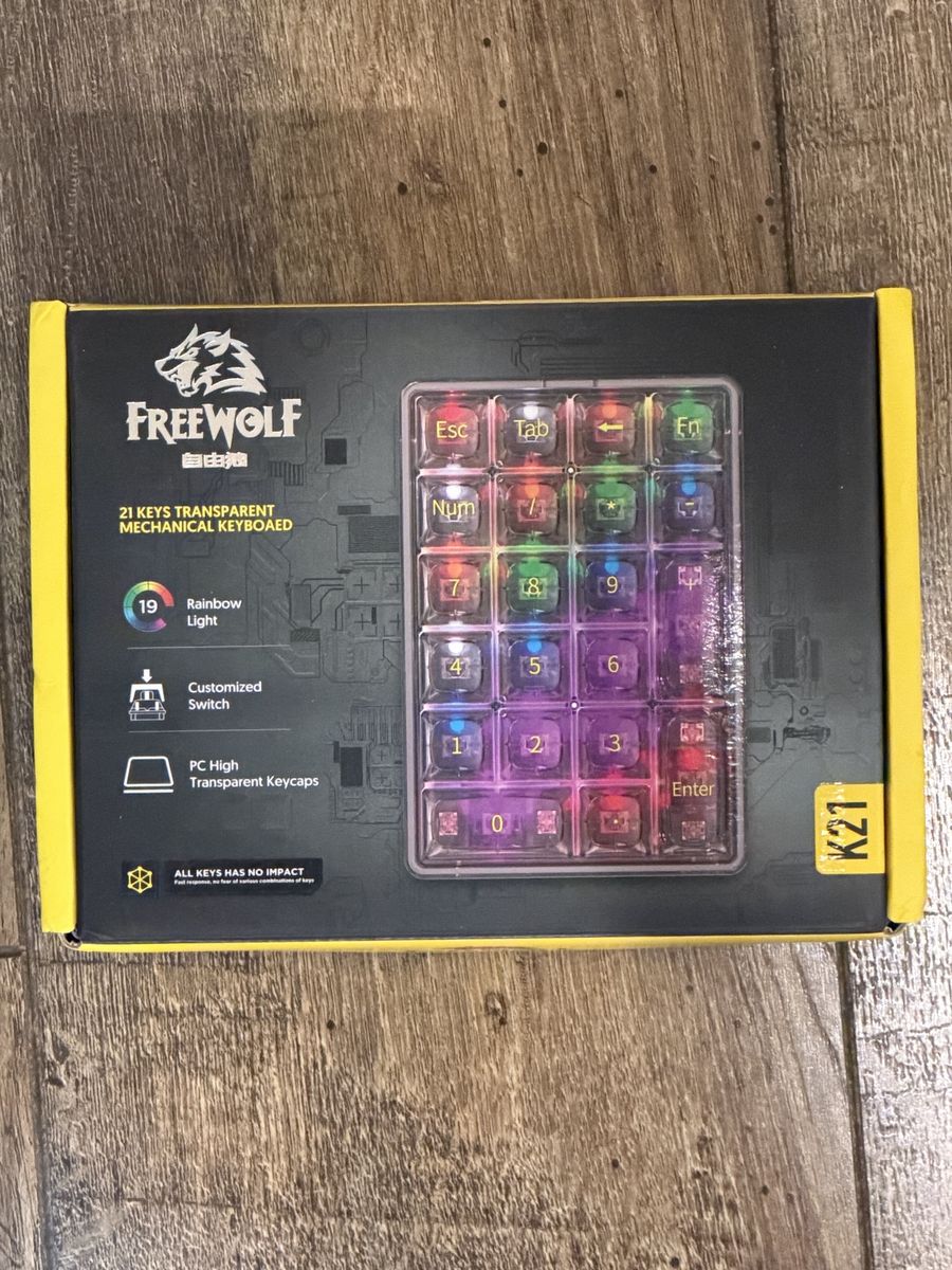 FreeWolf K21 Wireless Mechanical RGB Numpad – Brand New  $25
