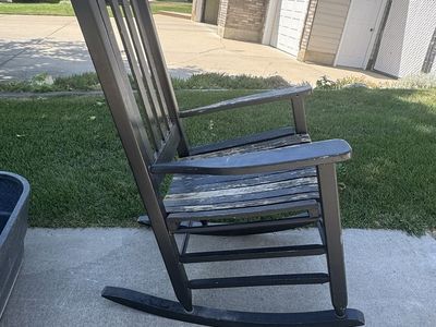 Black Wooden Rocking Chair - Weathered Porch Rocker