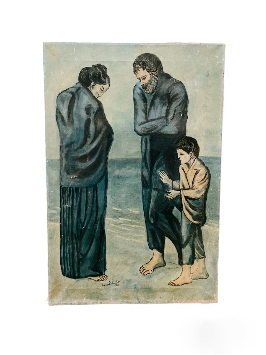 Vintage 1962 Art Reproduction Depicting Pablo Picasso’s “The Tragedy” Oil on Canvas
