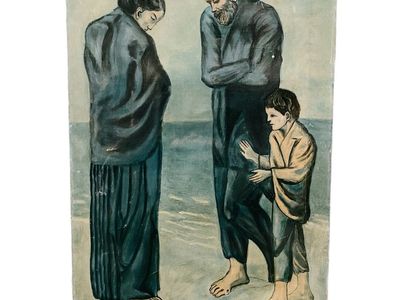 Vintage 1962 Art Reproduction Depicting Pablo Picasso’s “The Tragedy” Oil on Canvas